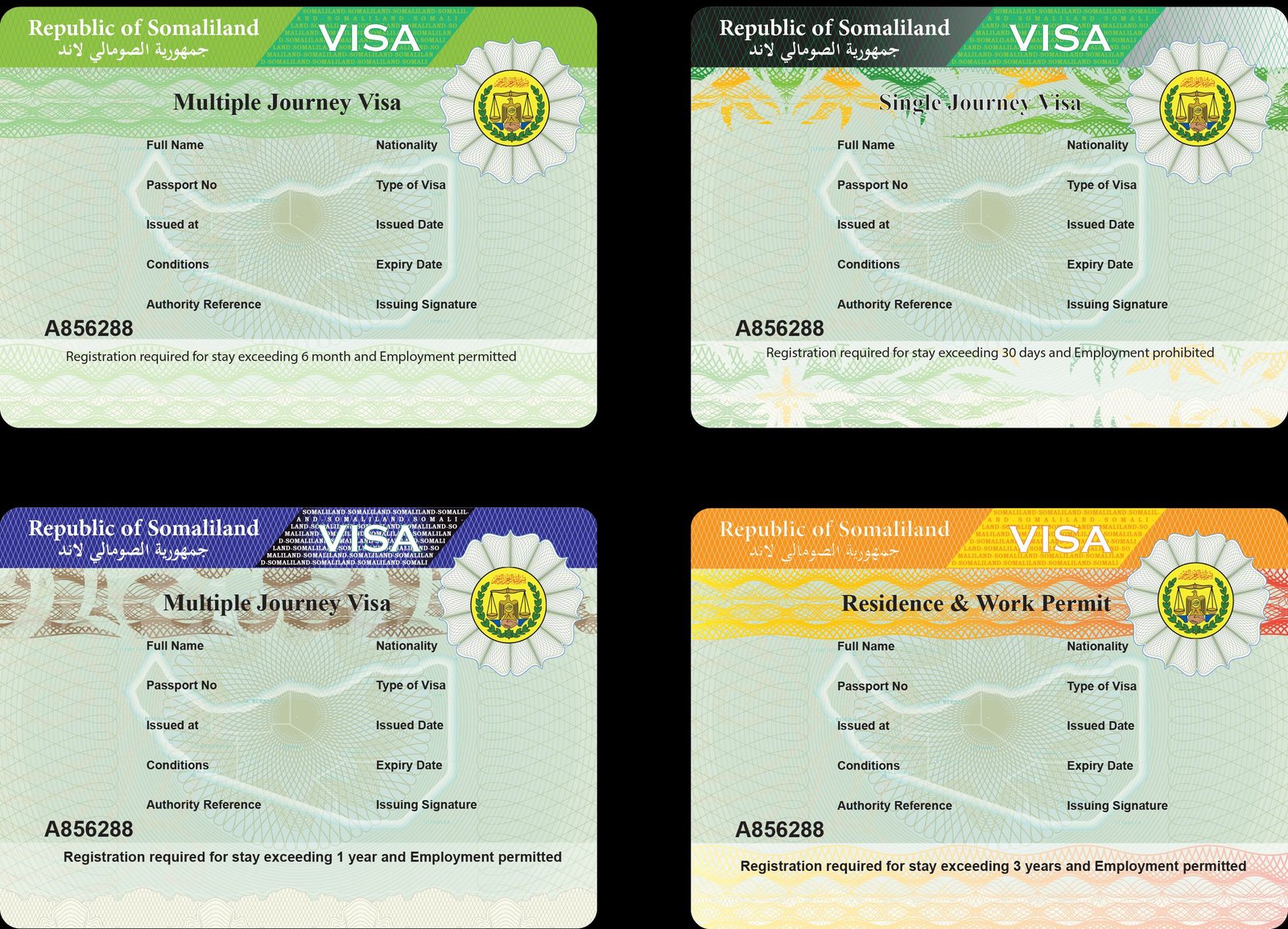 Somaliland Visa Sticker Design